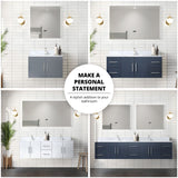 Geneva 30 in. Bathroom Floating Bathroom Vanity With Undermount Ceramic Sink With White Carrara Marble Top