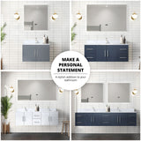 Geneva 60 in. Bathroom Floating Bathroom Vanity With Undermount Ceramic Sink With White Carrara Marble Top