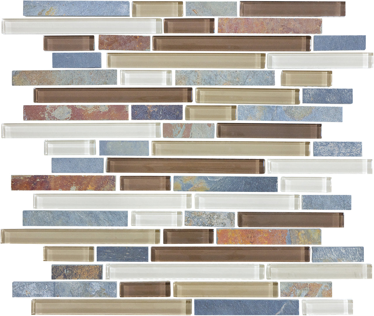 Random Strip Amber Tea Glass Slate Blend Mosaic