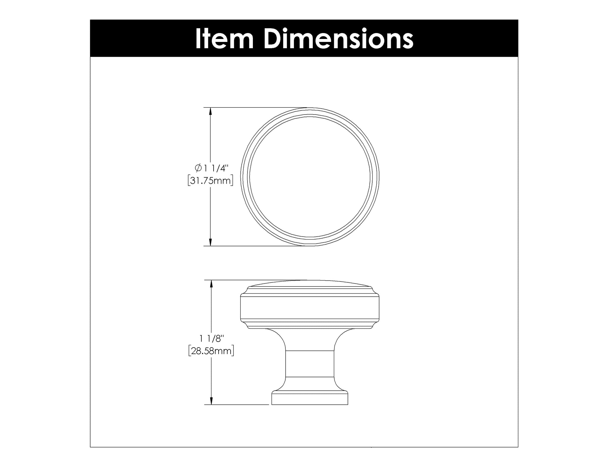 Knob 1-1/4 Inch Diameter - Piper Collection