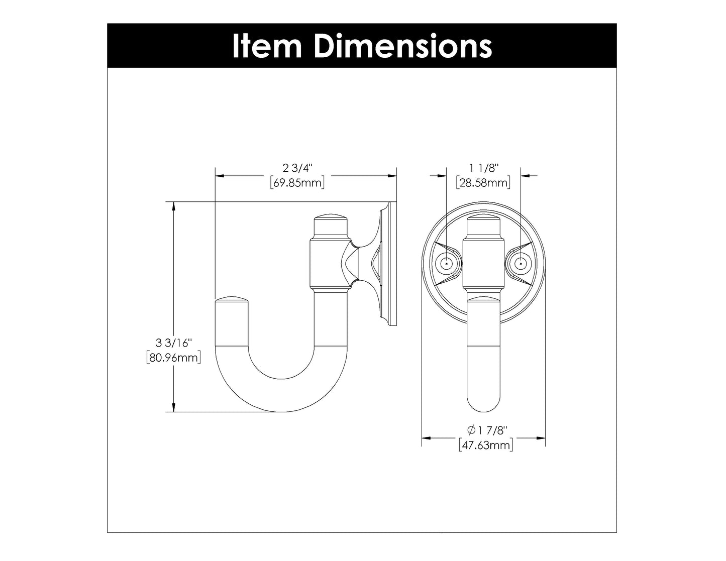 Hook 1-1/8 Inch Center to Center - Hickory Hardware