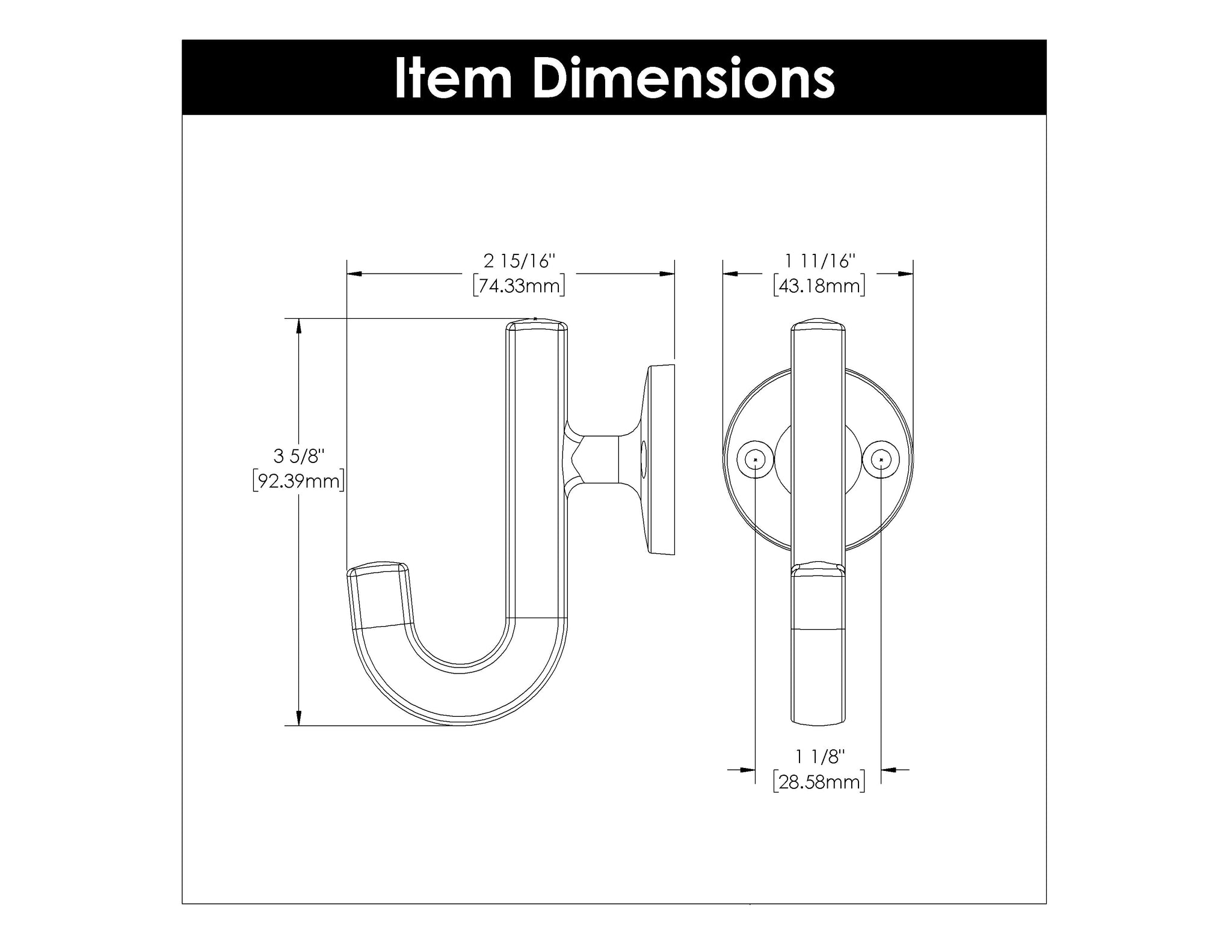 Wall Hook 1-1/8 Inch Center to Center - Hickory Hardware