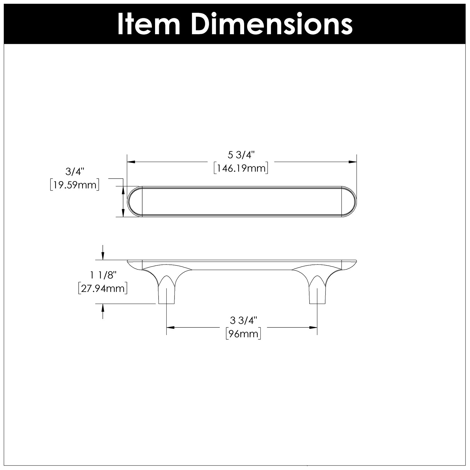 Kitchen Cabinet Handles 3-3/4 Inch (96mm) Center to Center - Hickory Hardware