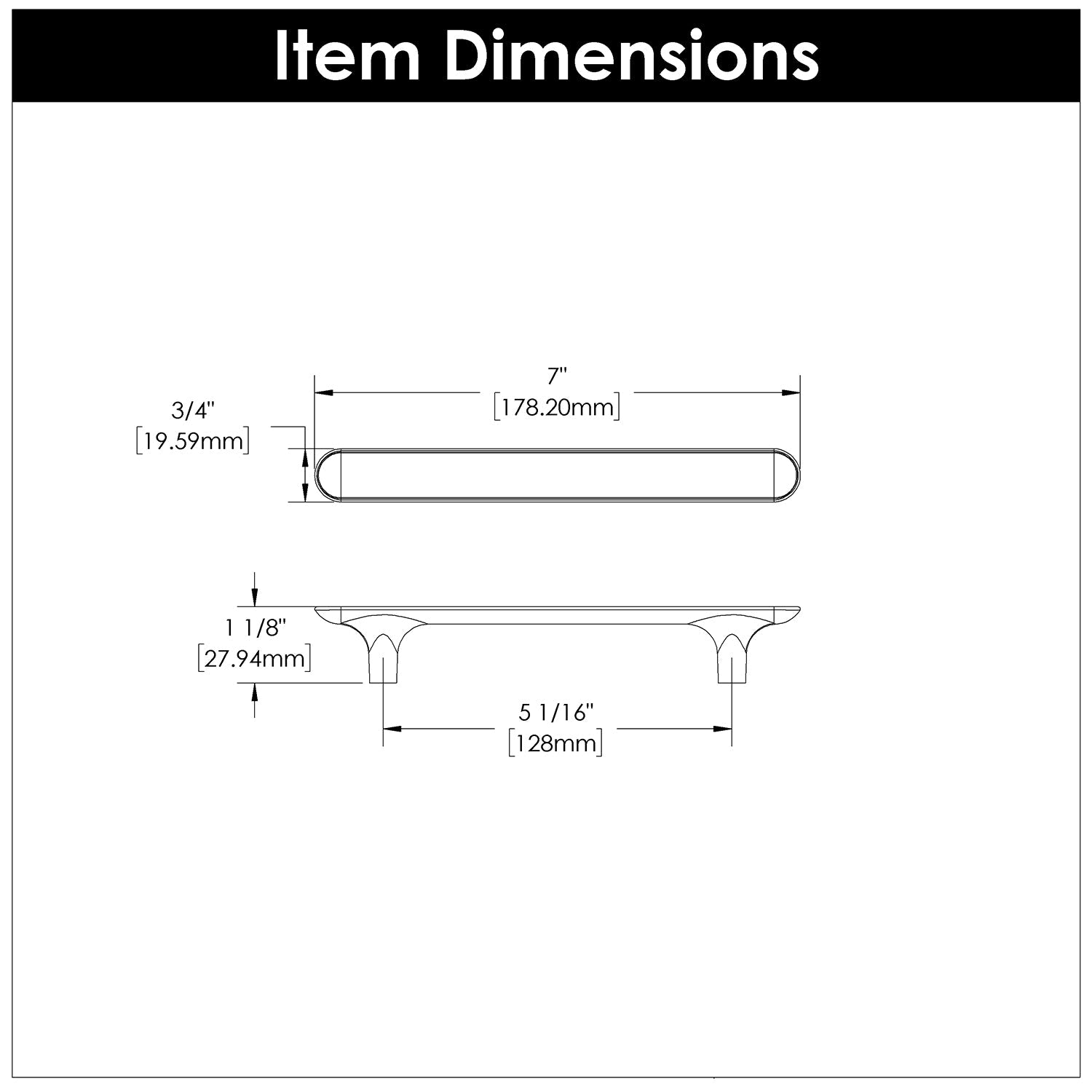 Kitchen Cabinet Handles 5-1/16 Inch (128mm) Center to Center - Hickory Hardware