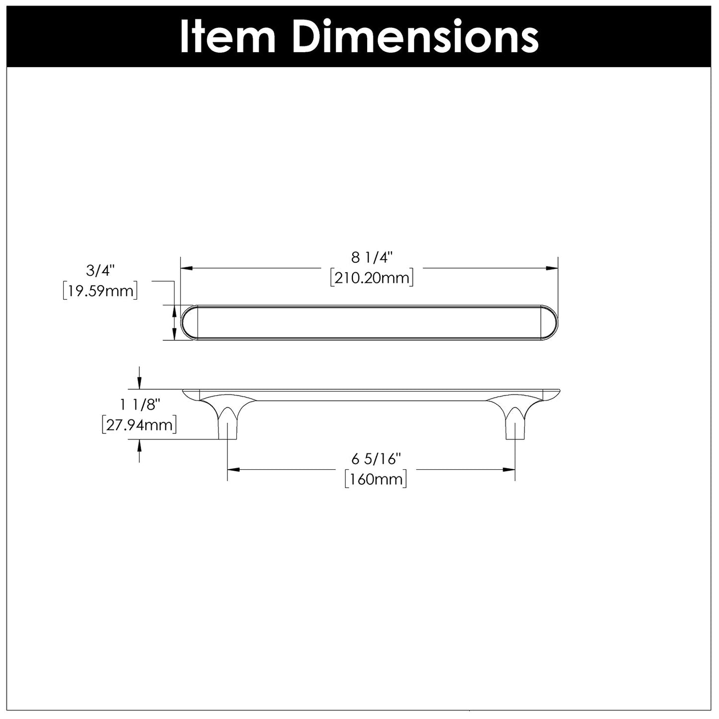 kitchen cabinet handles 6-5/16 Inch (160mm) Center to Center - Hickory Hardware