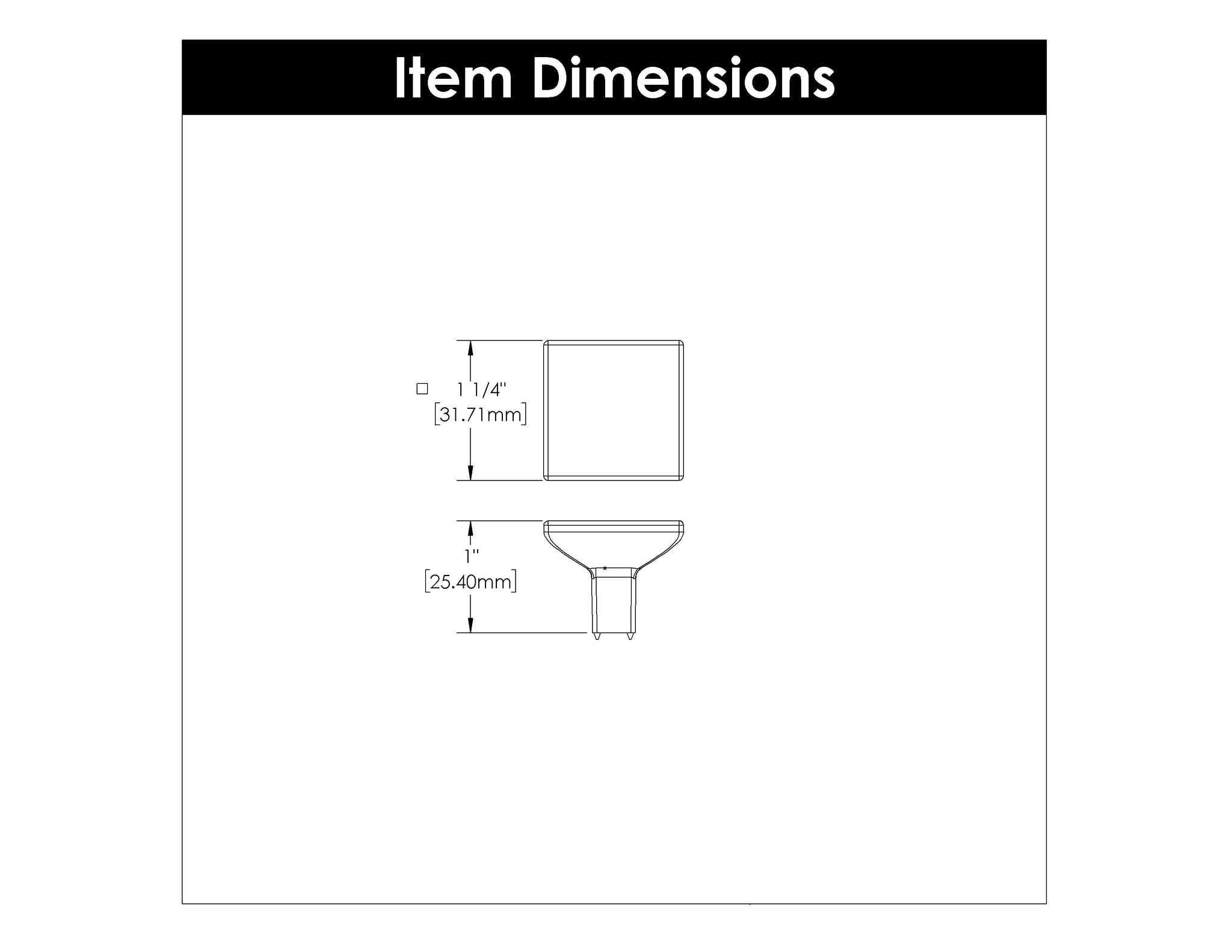 Knob 1-1/4 Inch Square - Skylight Collection - Hickory Hardware