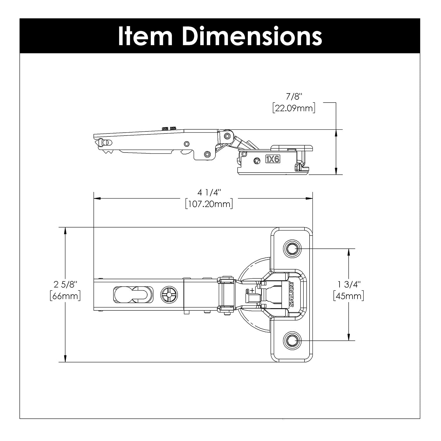 Hinge Concealed Full Overlay Frameless Soft Close (2 Hinges/Per Pack) Polished Nickel - Hickory Hardware