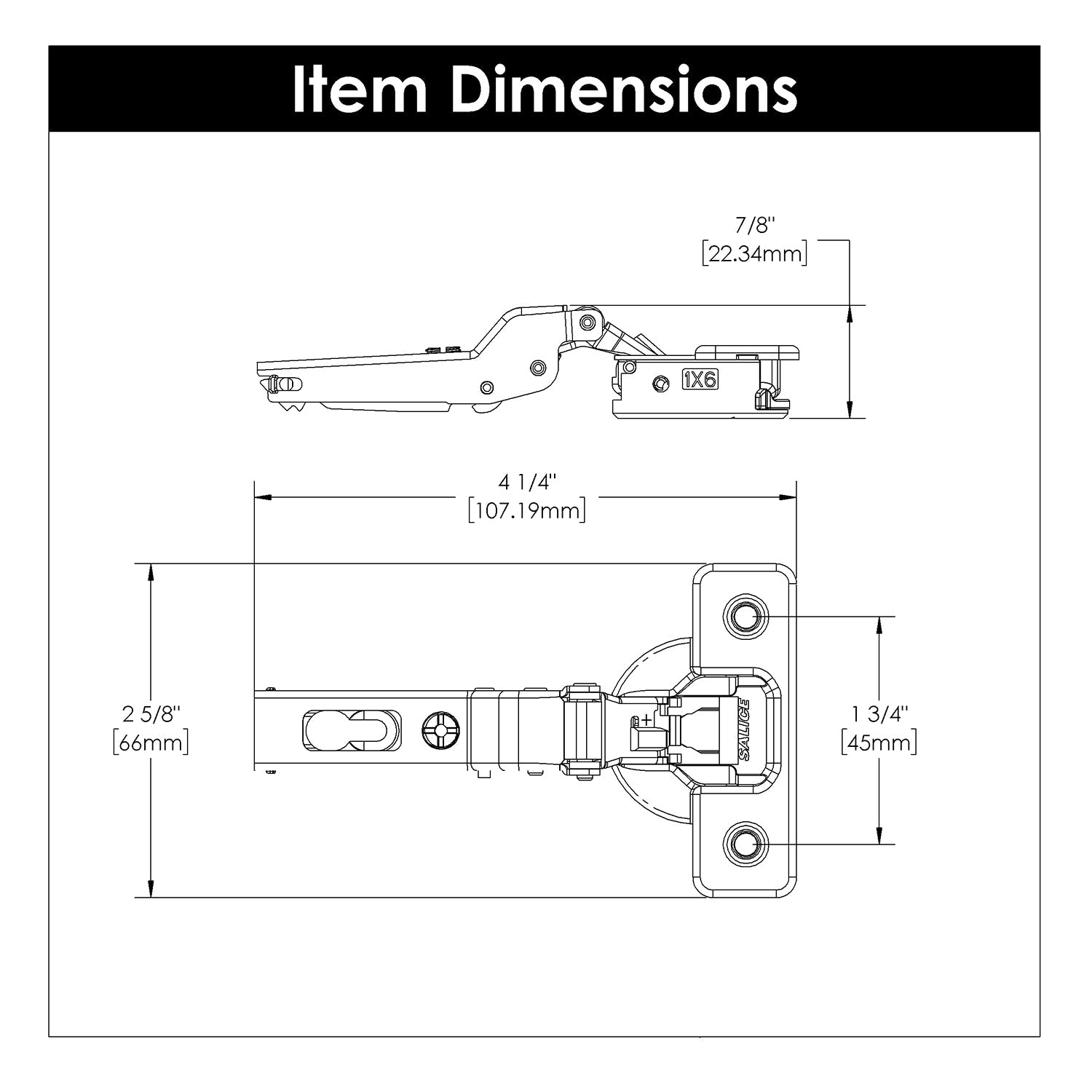 Hinge Concealed Half Overlay Frameless Soft Close (2 Hinges/Per Pack) Polished Nickel- Hickory Hardware