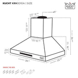 KUCHT 30 in. Professional Wall Mounted Range Hood 900CFM in Stainless Steel   KRH 10A
