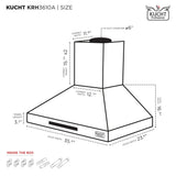KUCHT 36 in. Professional Wall Mounted Range Hood 900CFM in Stainless Steel   KRH 10A