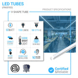 T8 8ft Integrated LED Tube Light 60W V-Shape 5000K Daylight White, Frosted, 8 Foot Plug and Play Linkable LED Shop Lights, Damp Location
