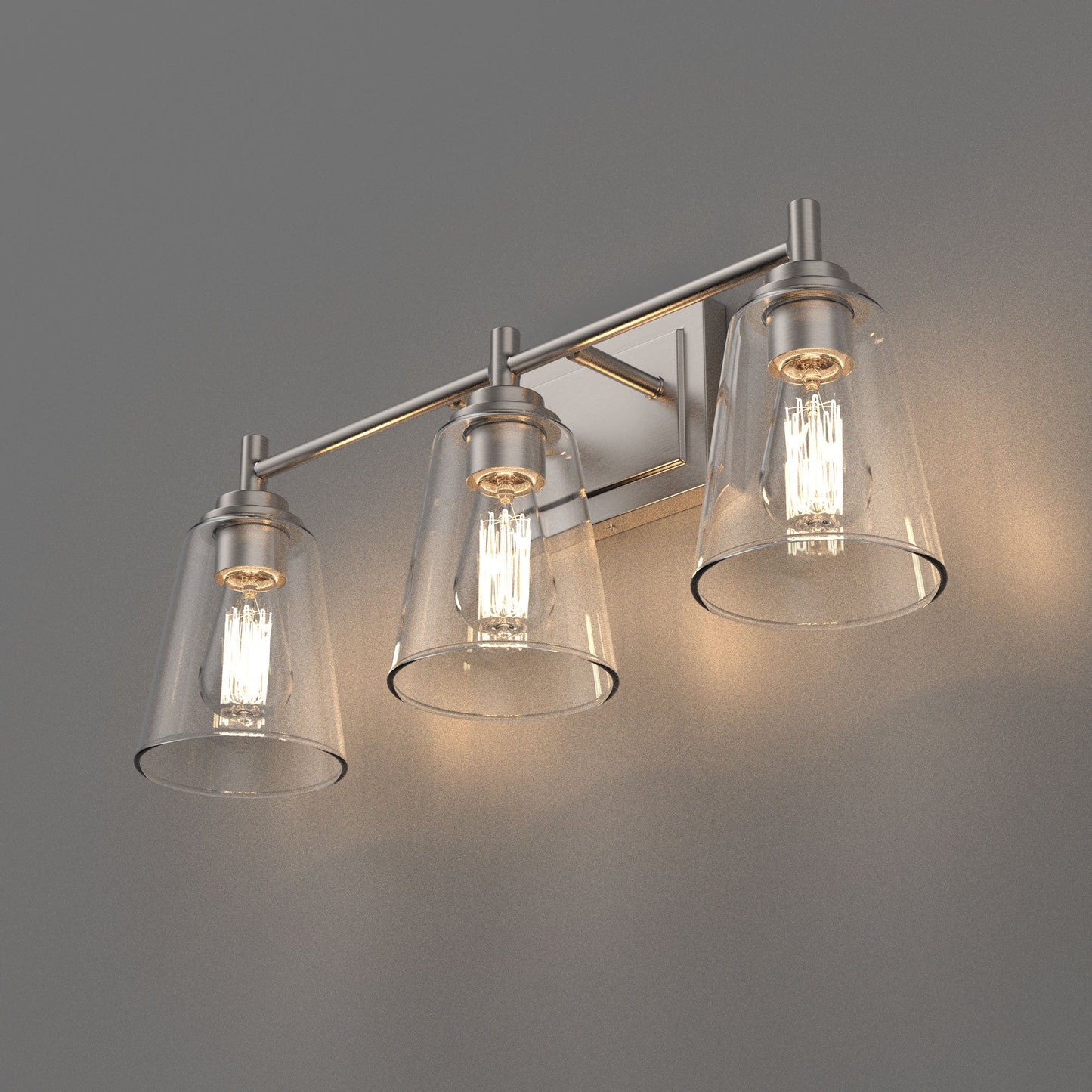 Flared Shape Bathroom Light Fixtures with Clear Glass Shade, E26 Base, UL Listed for Damp Location, Wall Mount, Bathroom Vanity Lighting