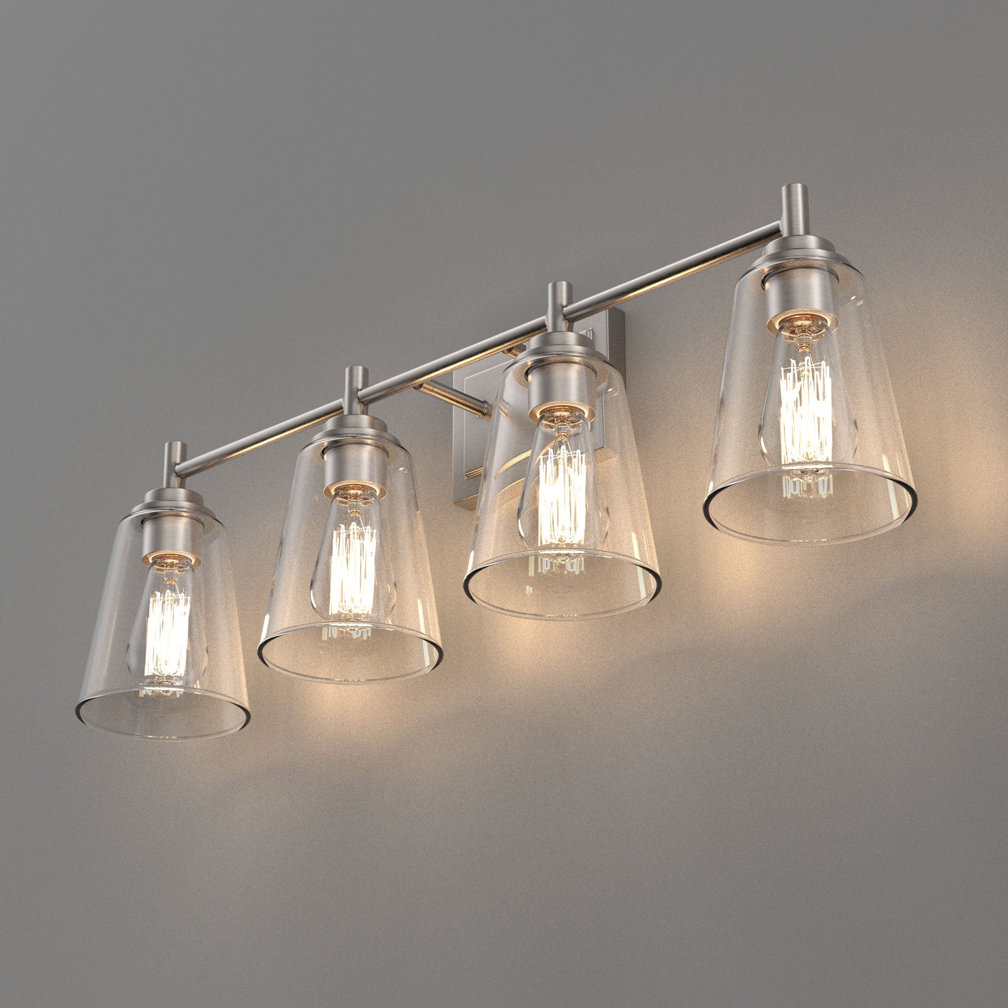 Flared Shape Bathroom Light Fixtures with Clear Glass Shade, E26 Base, UL Listed for Damp Location, Wall Mount, Bathroom Vanity Lighting