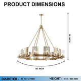 12-Light Ring Chandelier Ceiling Light in Brass Finish with Clear Glass, 120V, Bulb Type B10, Socket Type E12, Max wattage Per Socket 60W - 50“D x 39”H
