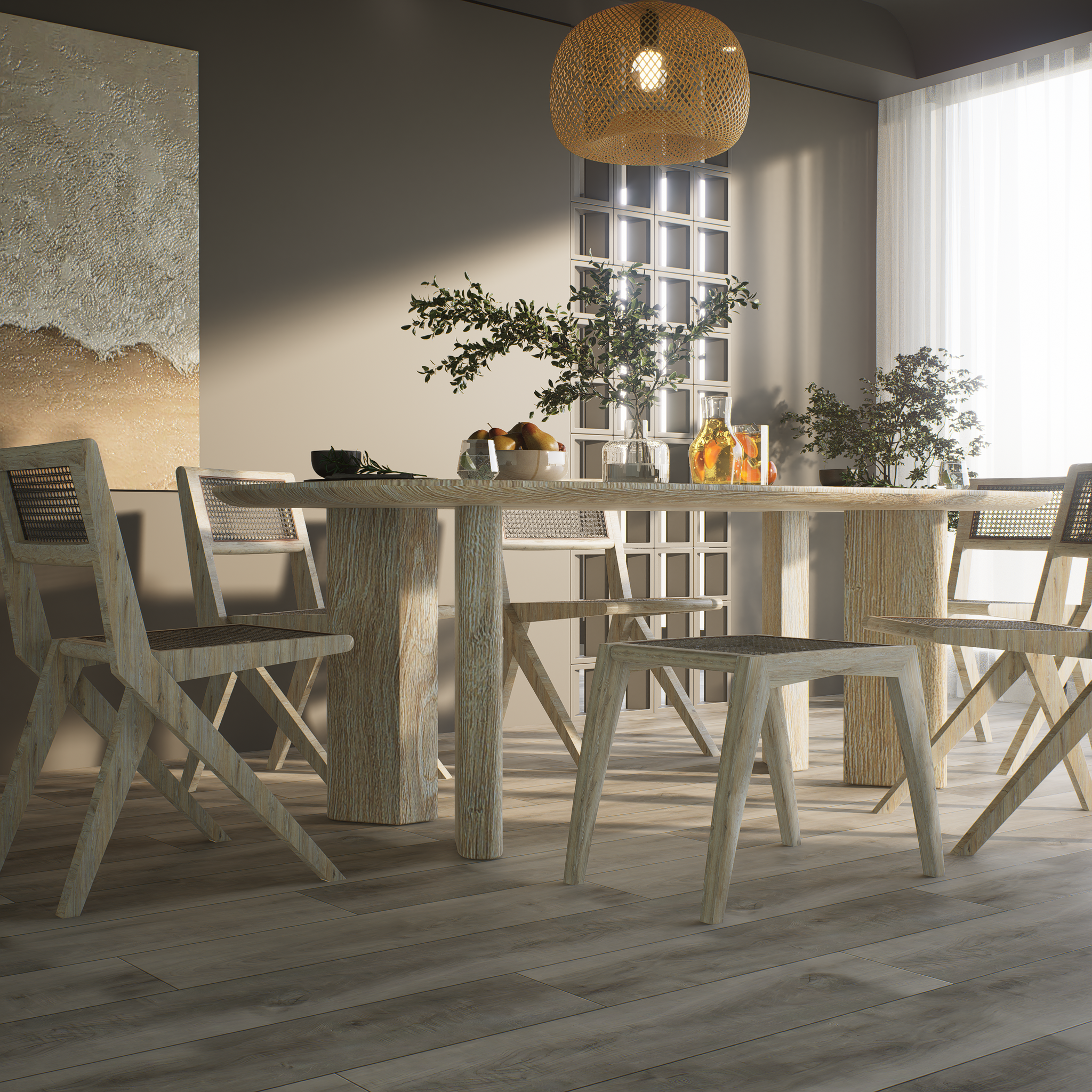 SPC Luxury Vinyl Flooring, Click Lock Floating, Kumo, 9" x 60" x 6.5mm, 20 mil Wear Layer - NATURAL ESSENCE PLUS Collection (22.88SQ FT/ CTN)