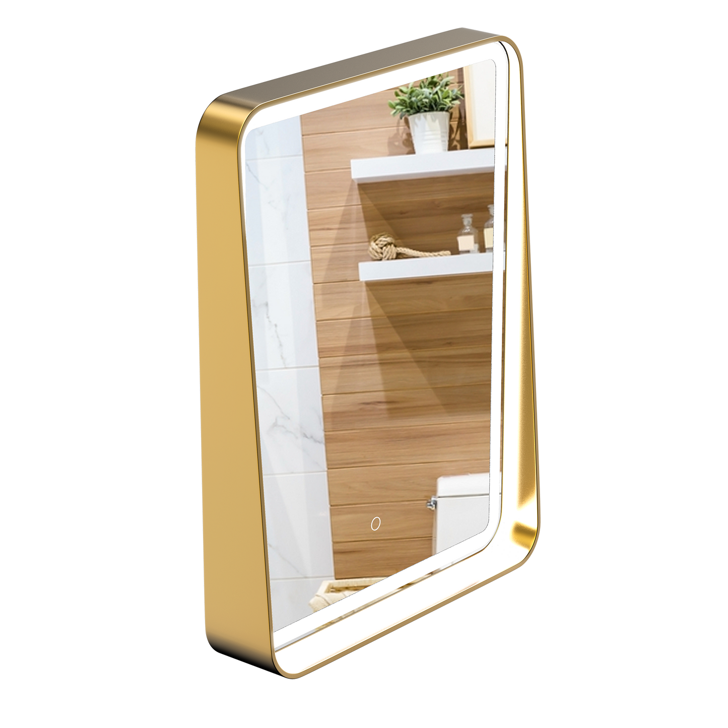 LED Lighted Bathroom Vanity Mirror With Shelf, Wall-Mounted, Touch Switch,  Anti-Fog Adjustable Color Temperature & Remembrance, CRI 90+, Lighted Makeup Mirrors, Raven Style