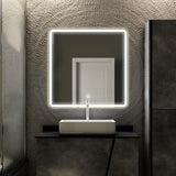 LED Lighted Bathroom Vanity Mirror With Shelf, Wall-Mounted, Touch Switch,  Anti-Fog Adjustable Color Temperature & Remembrance, CRI 90+, Lighted Makeup Mirrors, Raven Style