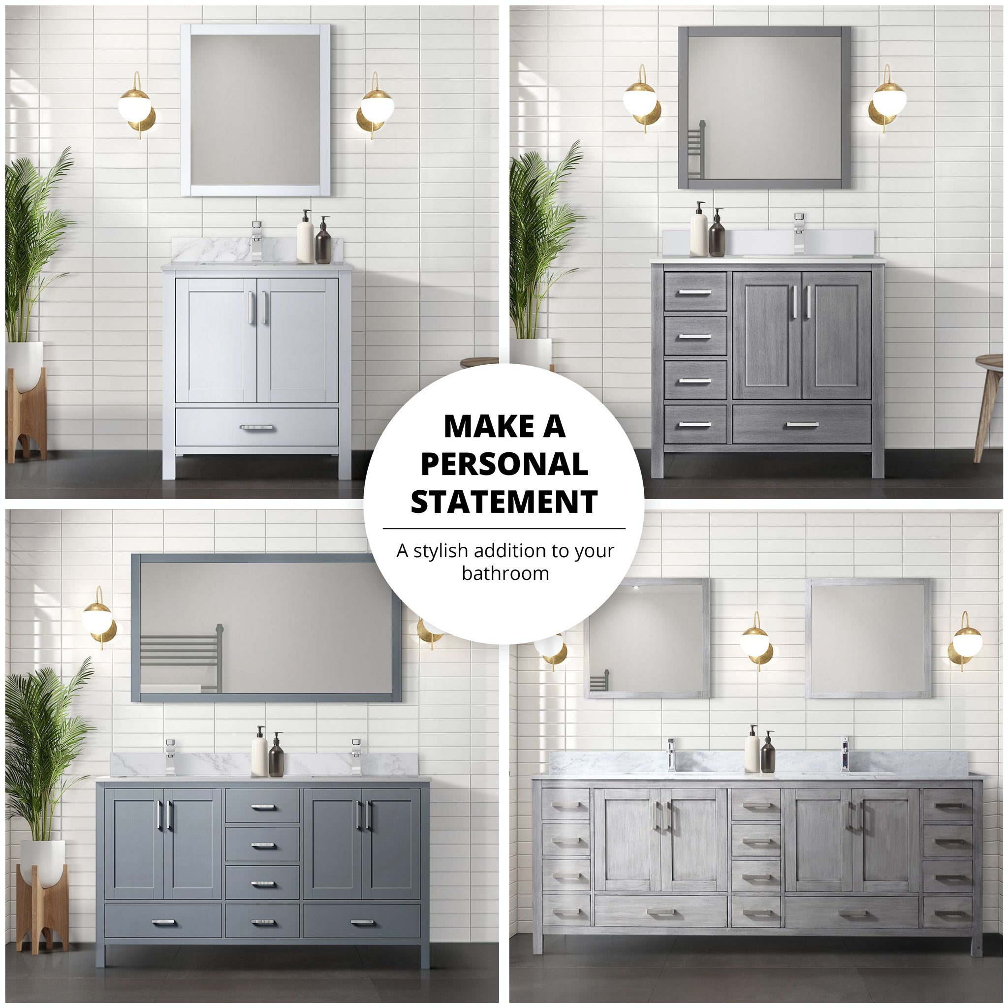 Jacques 30 in. Right Freestanding Bathroom Vanity with White Carrara Marble Top, White Square Sink