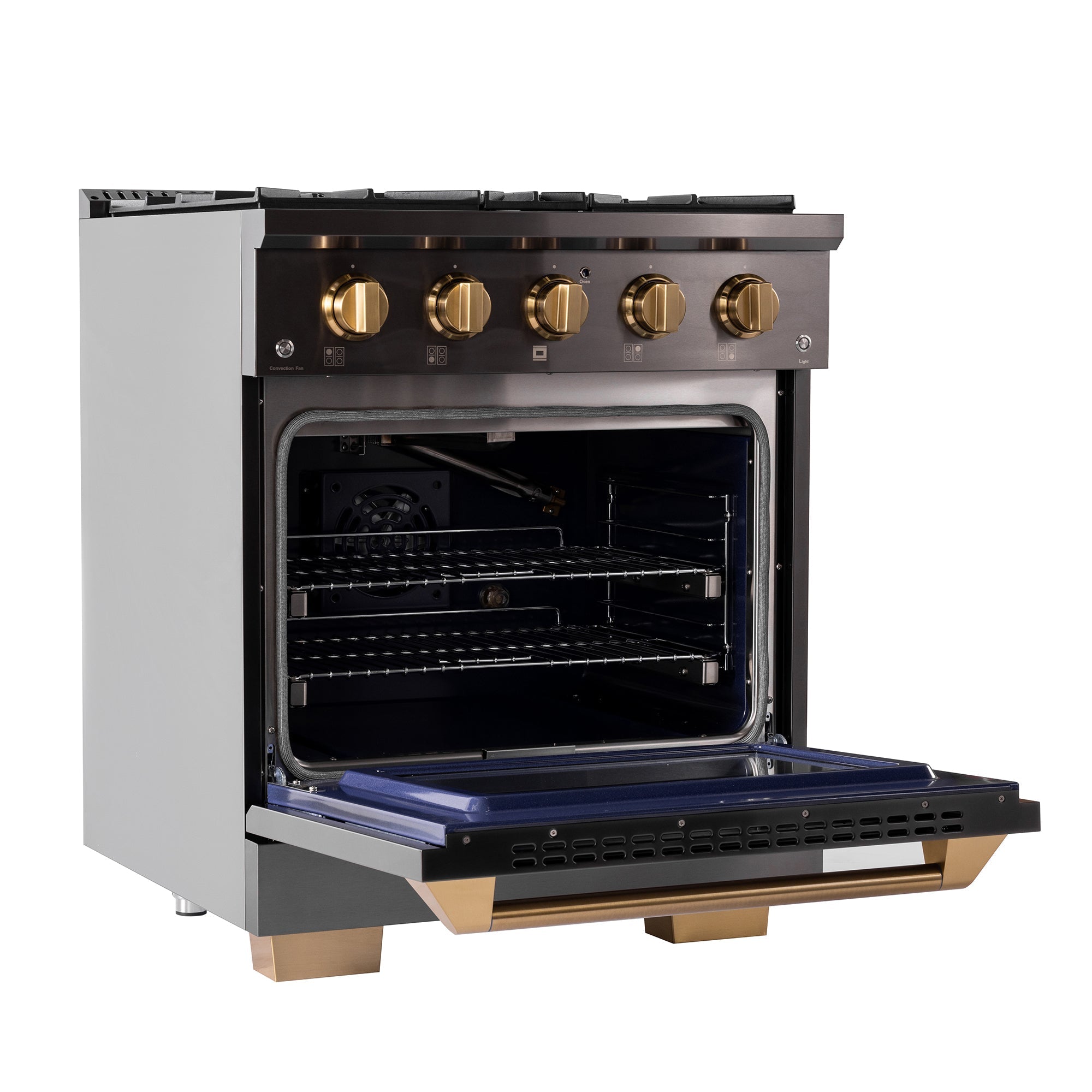 KUCHT Gemstone Professional 30 in. 4.2 cu. ft. Dual Fuel Range for Natural Gas with Sealed Burners and Convection Oven in Titanium Stainless Steel