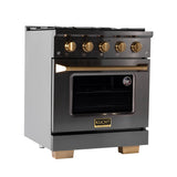 KUCHT Gemstone Professional 30 in. 4.2 cu. ft. Natural Gas Range with Sealed Burners and Convection Oven in Titanium Stainless Steel