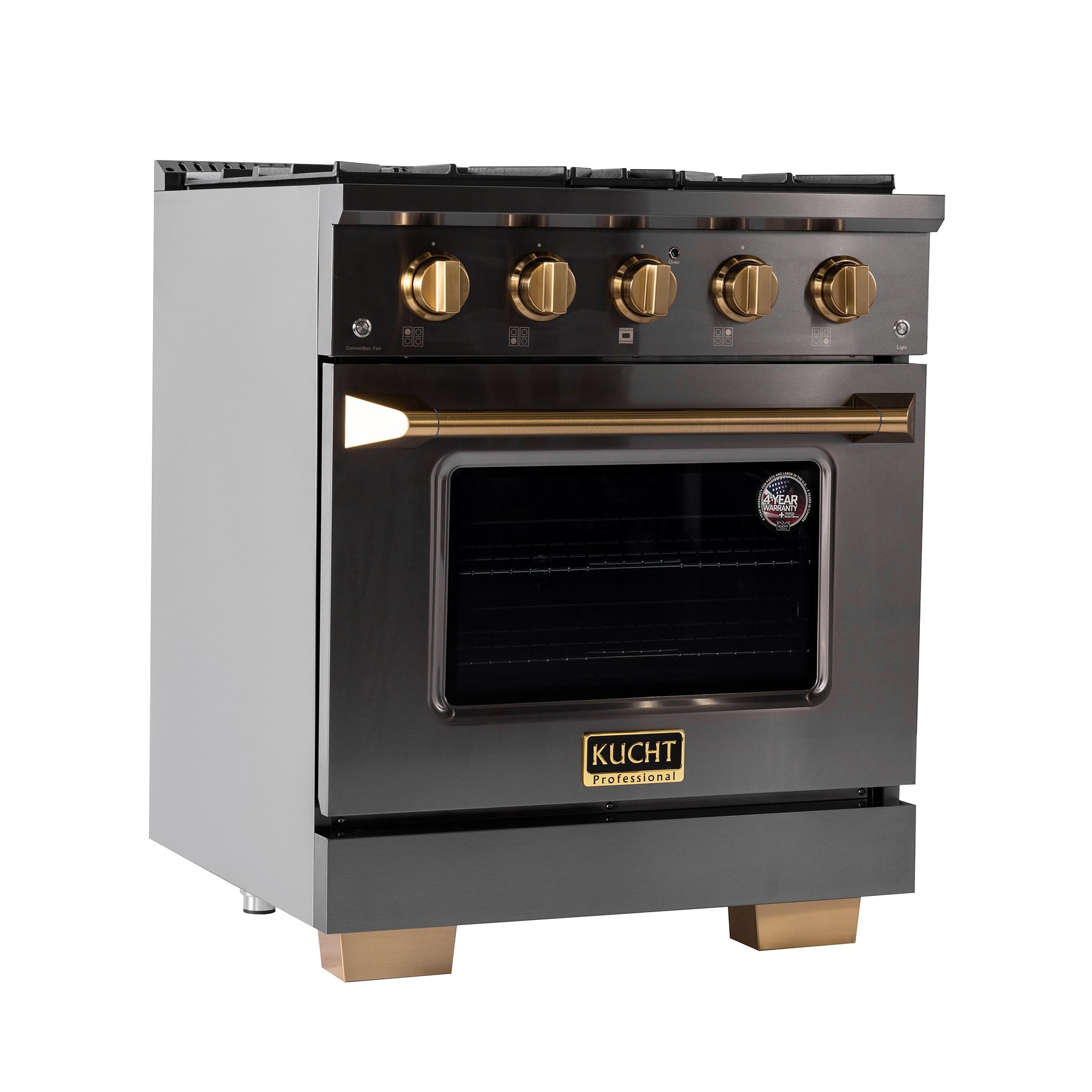 KUCHT Gemstone Professional 30 in. 4.2 cu. ft. Natural Gas Range with Sealed Burners and Convection Oven in Titanium Stainless Steel