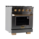 KUCHT Gemstone Professional 30 in. 4.2 cu. ft. Dual Fuel Range for Natural Gas with Sealed Burners and Convection Oven in Titanium Stainless Steel