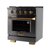 KUCHT Gemstone Professional 30 in. 4.2 cu. ft. Dual Fuel Range for Natural Gas with Sealed Burners and Convection Oven in Titanium Stainless Steel