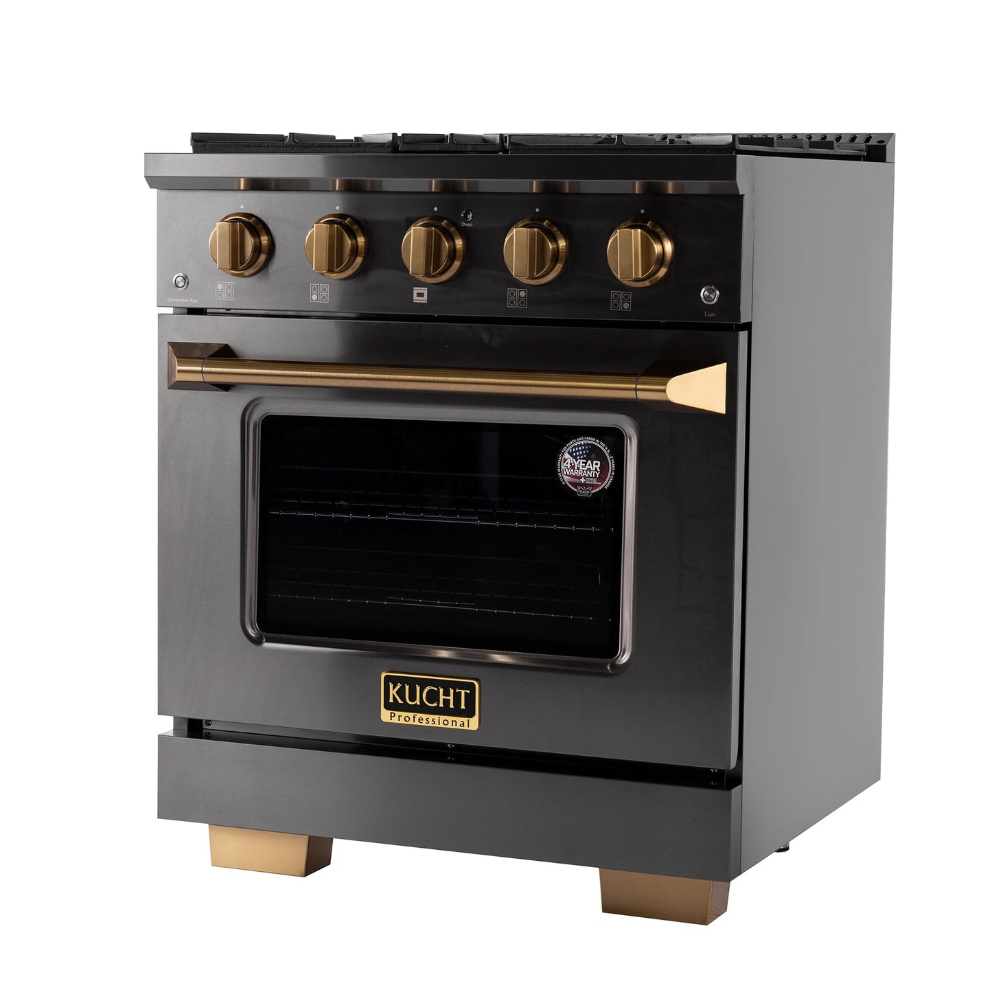 KUCHT Gemstone Professional 30 in. 4.2 cu. ft. Dual Fuel Range for Propane Gas with Sealed Burners and Convection Oven in Titanium Stainless Steel