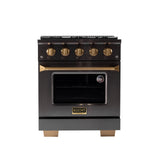 KUCHT Gemstone Professional 30 in. 4.2 cu. ft. Dual Fuel Range for Propane Gas with Sealed Burners and Convection Oven in Titanium Stainless Steel