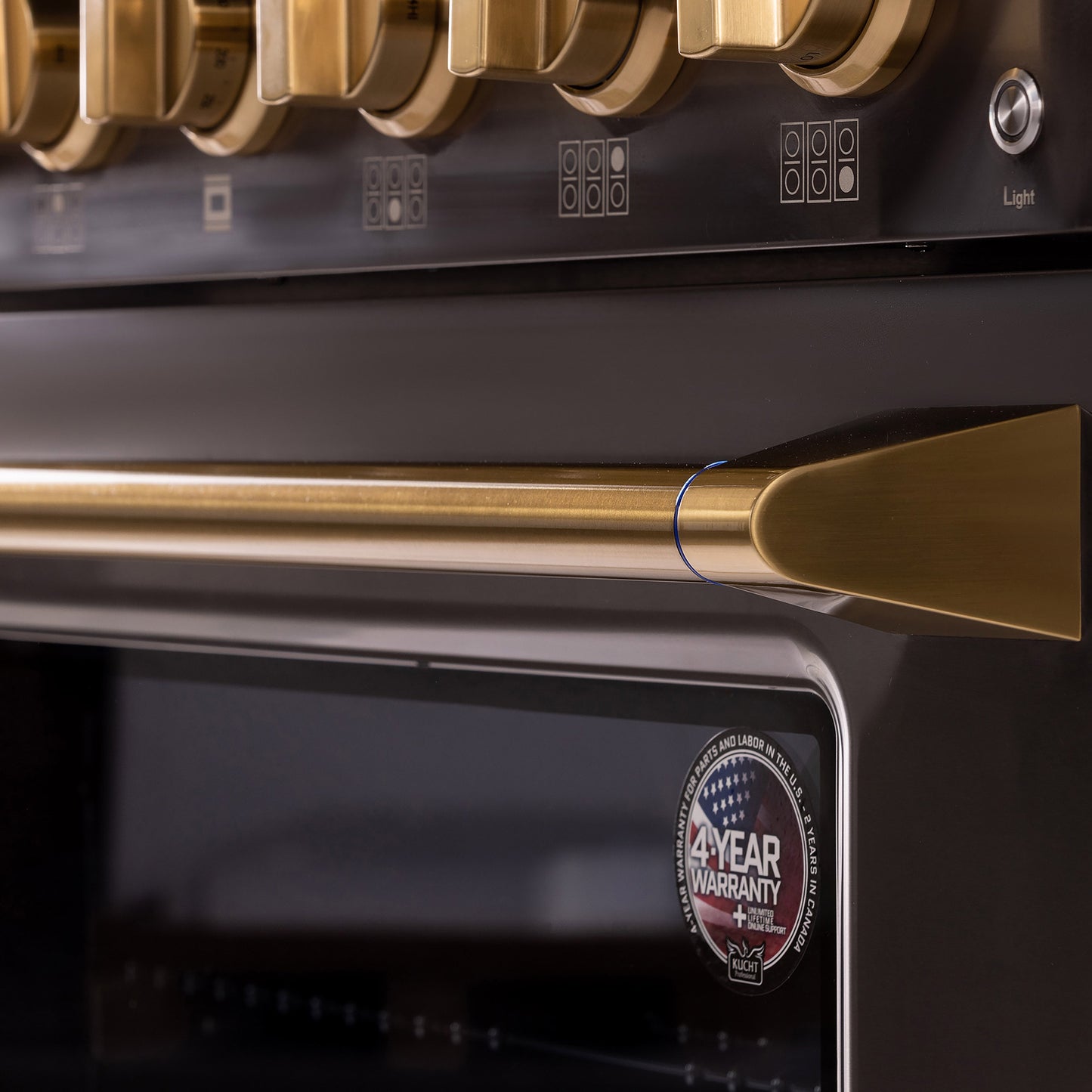 KUCHT Gemstone Professional 36 in. 5.2 cu. ft. Dual Fuel Range for Propane Gas with Sealed Burners and Convection Oven in  Titanium Stainless Steel