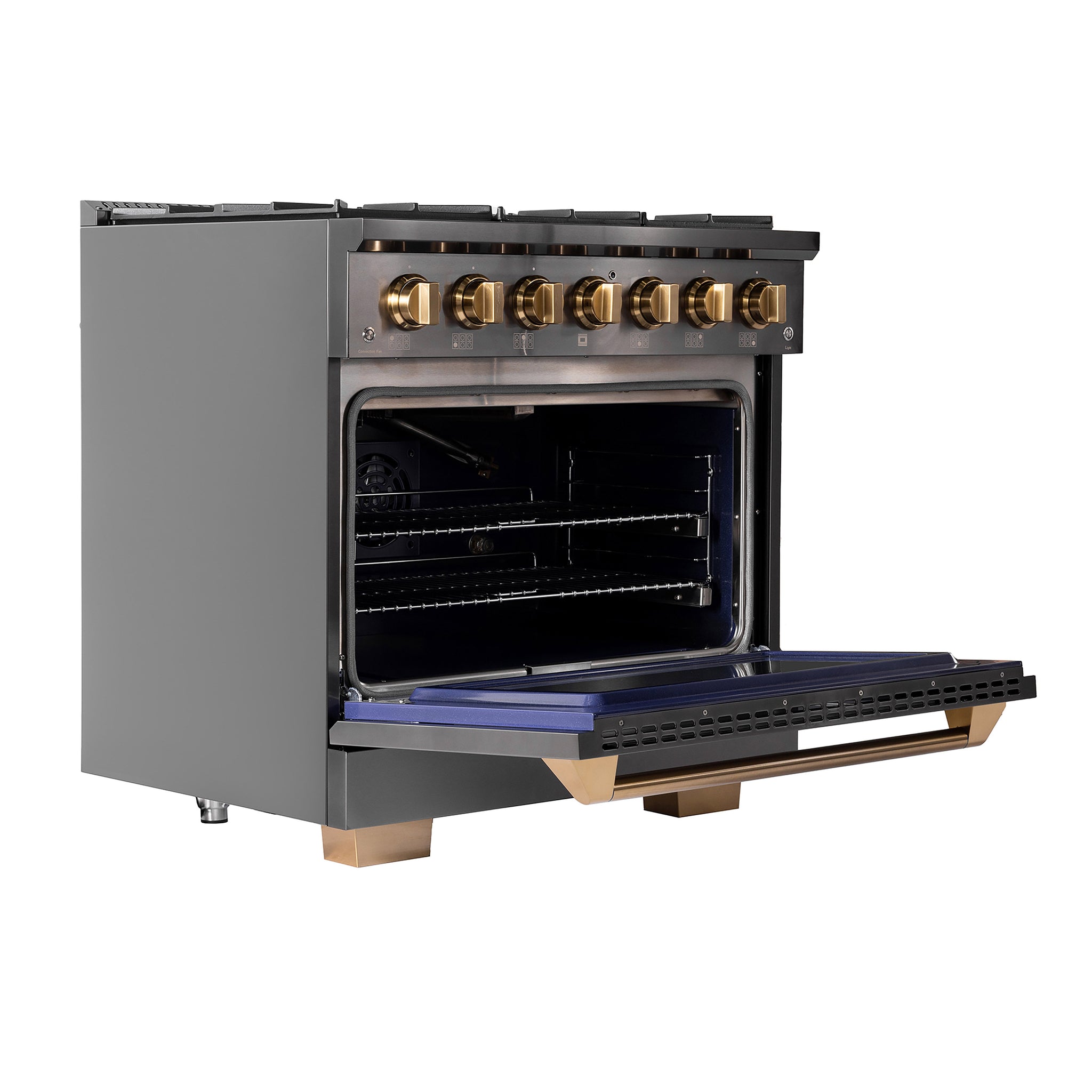 KUCHT Gemstone Professional 36 in. 5.2 cu. ft. Natural Gas Range with Sealed Burners and Convection Oven in Titanium Stainless Steel