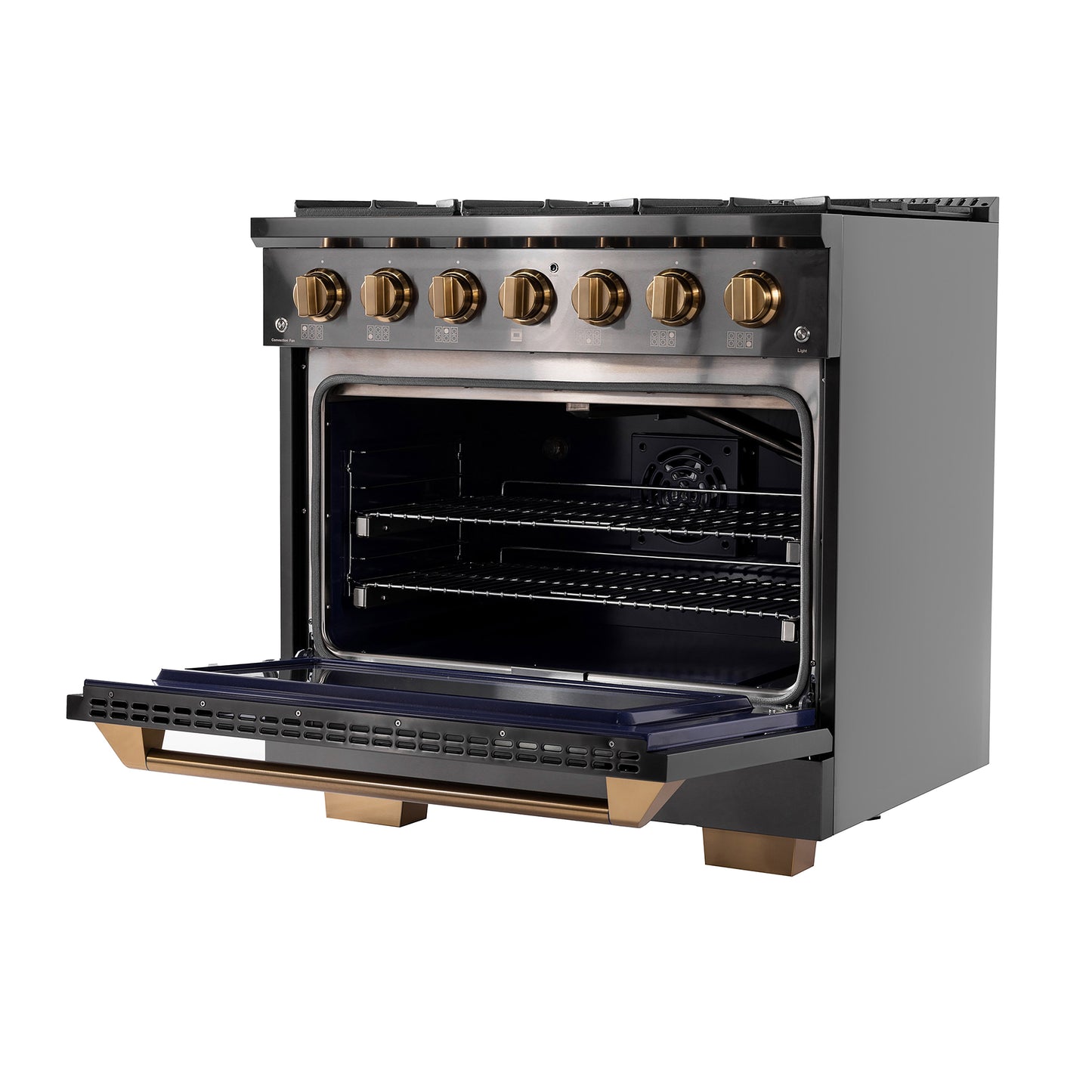 KUCHT Gemstone Professional 36 in. 5.2 cu. ft. Natural Gas Range with Sealed Burners and Convection Oven in Titanium Stainless Steel