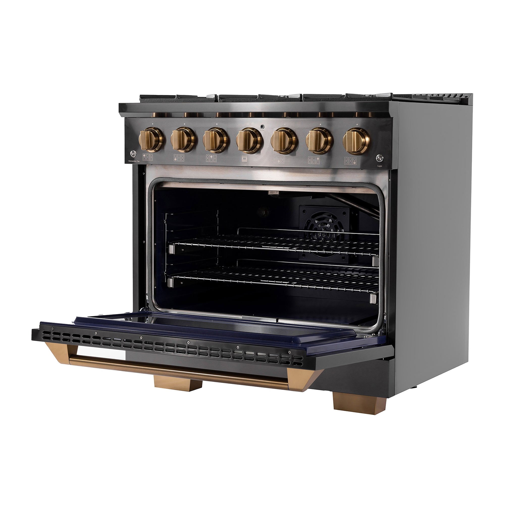 KUCHT Gemstone Professional 36 in. 5.2 cu. ft. Natural Gas Range with Sealed Burners and Convection Oven in Titanium Stainless Steel