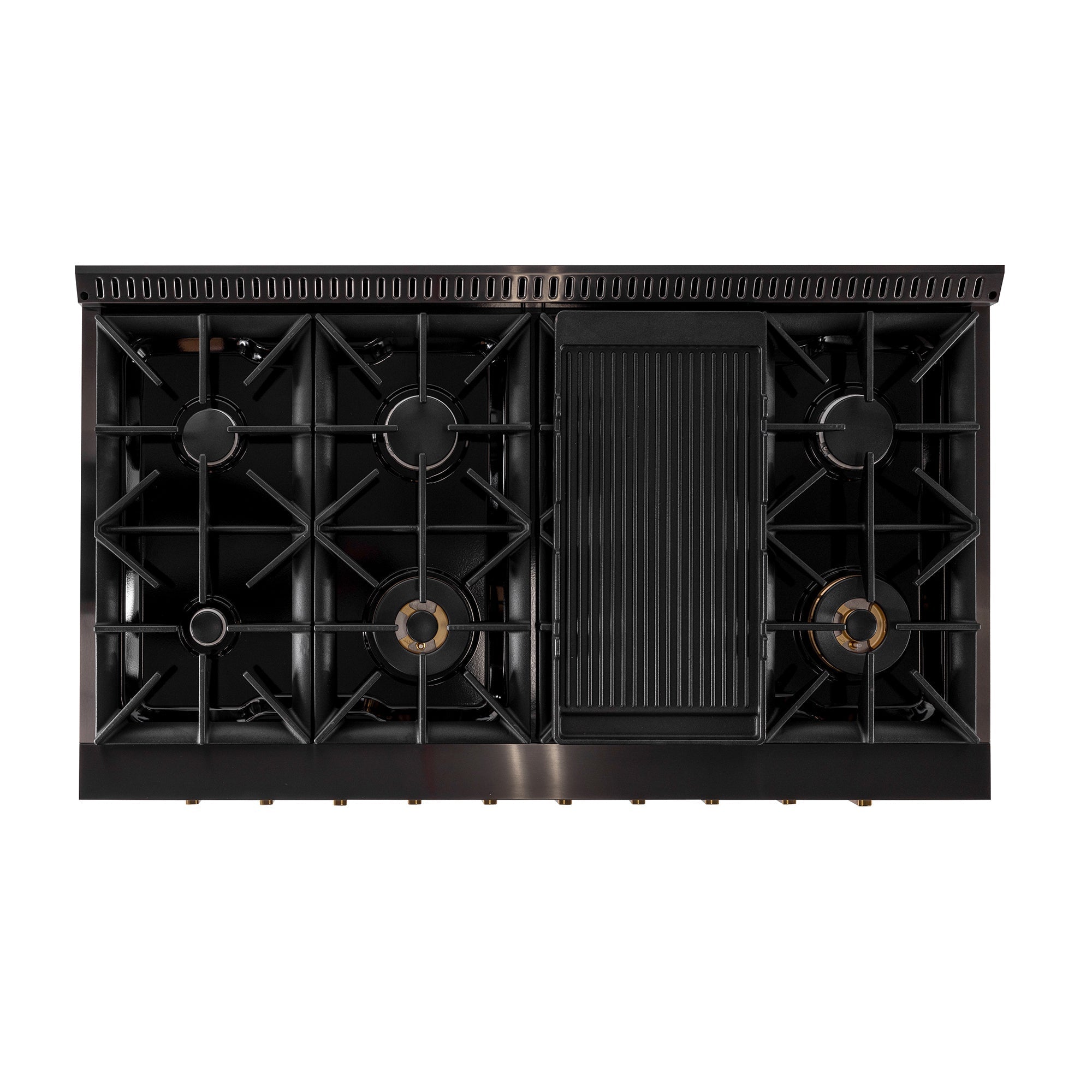 KUCHT Gemstone Professional 48 in. 6.7 cu. ft. Dual Fuel Range for Natural Gas with Sealed Burners, Griddle/Grill and Two Ovens - One Convection - in Titanium Stainless Steel