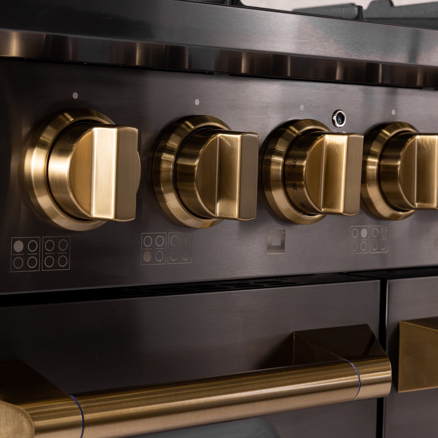 KUCHT Gemstone Professional 48 in. 6.7 cu. ft. Dual Fuel Range for Propane Gas with Sealed Burners, Griddle/Grill and Two Ovens - One Convection - in Titanium Stainless Steel