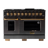 KUCHT Gemstone Professional 48 in. 6.7 cu. ft. Dual Fuel Range for Natural Gas with Sealed Burners, Griddle/Grill and Two Ovens - One Convection - in Titanium Stainless Steel