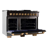 KUCHT Gemstone Professional 48 in. 6.7 cu. ft. Dual Fuel Range for Propane Gas with Sealed Burners, Griddle/Grill and Two Ovens - One Convection - in Titanium Stainless Steel