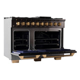 KUCHT Gemstone Professional 48 in. 6.7 cu. ft. Dual Fuel Range for Natural Gas with Sealed Burners, Griddle/Grill and Two Ovens - One Convection - in Titanium Stainless Steel
