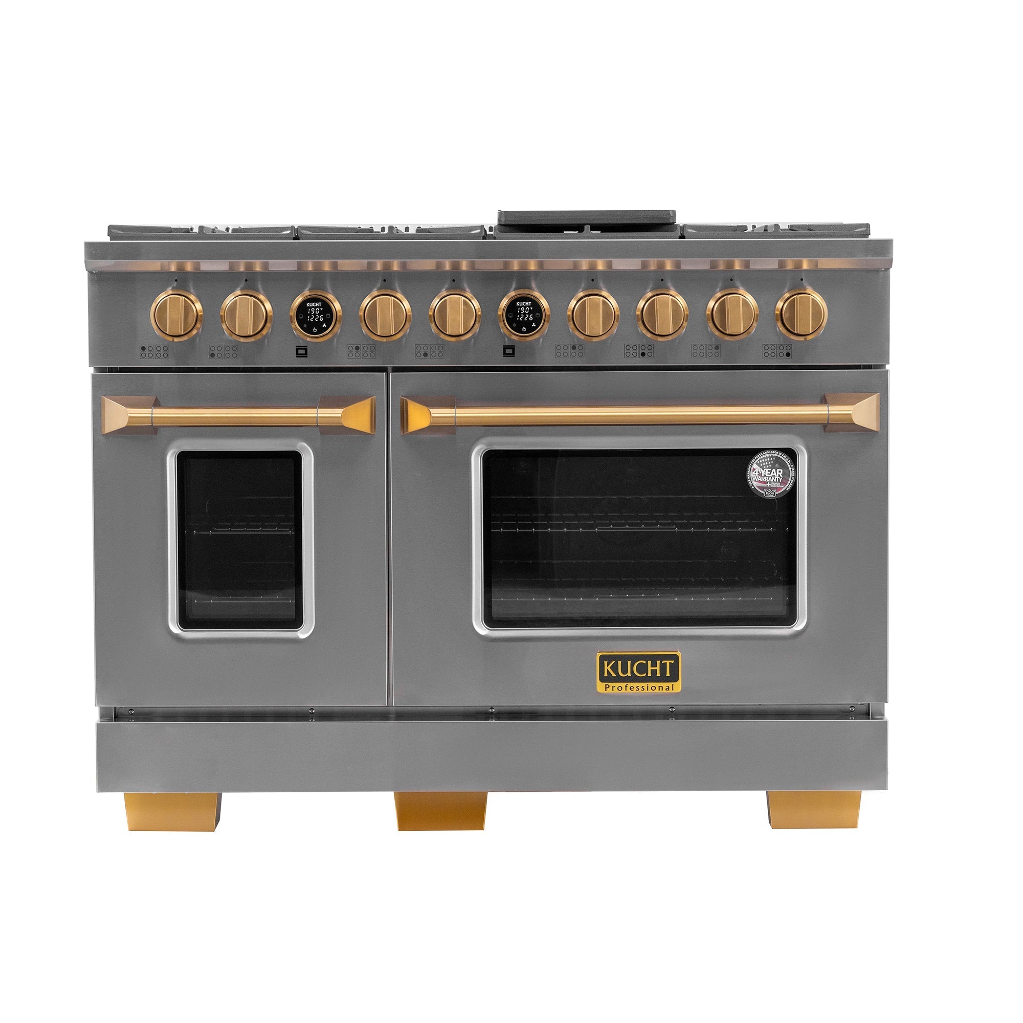 48 in. 6.7 cu. ft. 8 Burners Dual Fuel Range for Natural Gas in Stainless Steel with Kucht Horus Thermostat