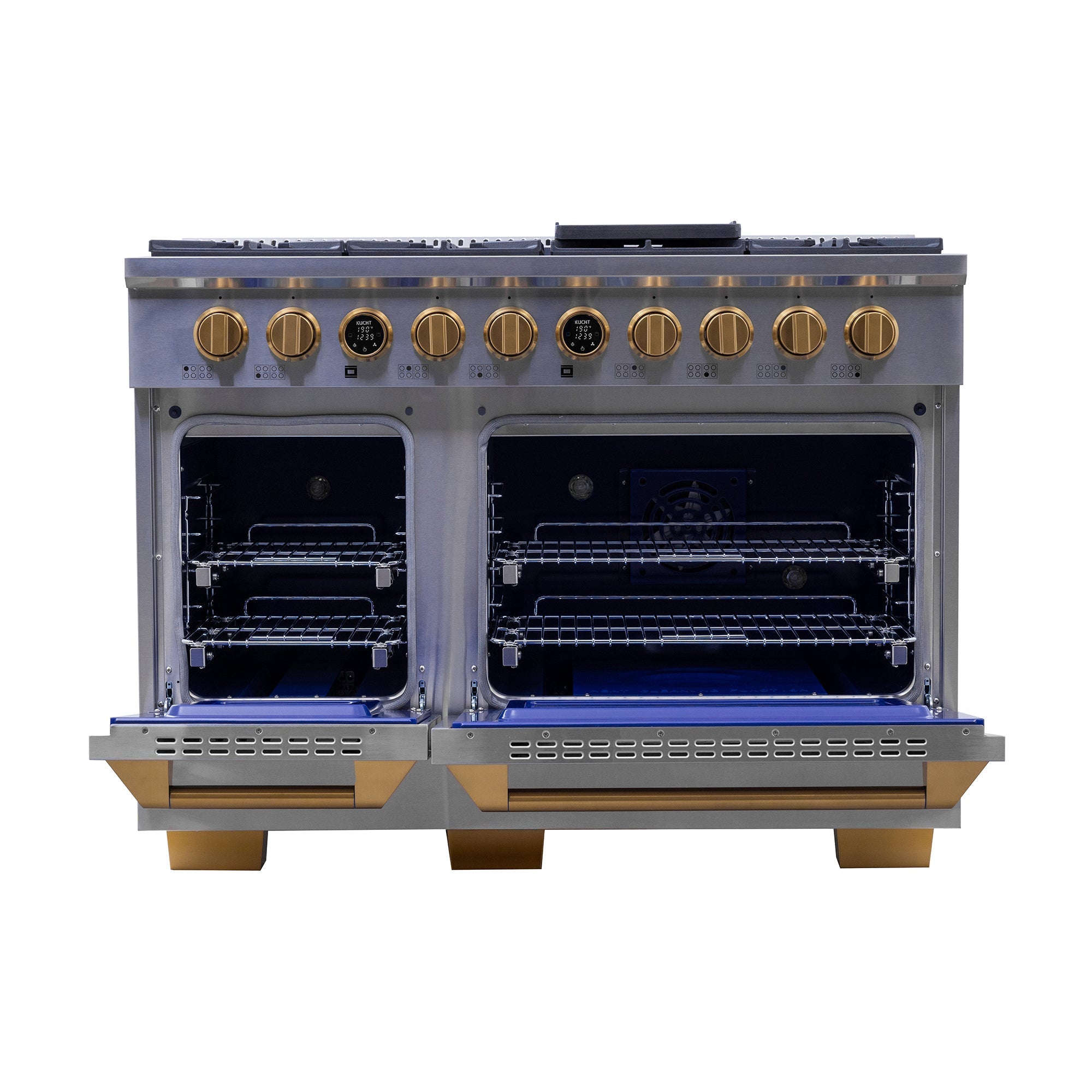 48 in. 6.7 cu. ft. 8 Burners Dual Fuel Range for Propane Gas in Stainless Steel with Kucht Horus Thermostat