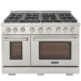 KUCHT Professional 48 in. 6.7 cu. ft. Natural Gas Range with Sealed Burners, Grill / Griddle and Two Ovens - One Convection - in Stainless Steel