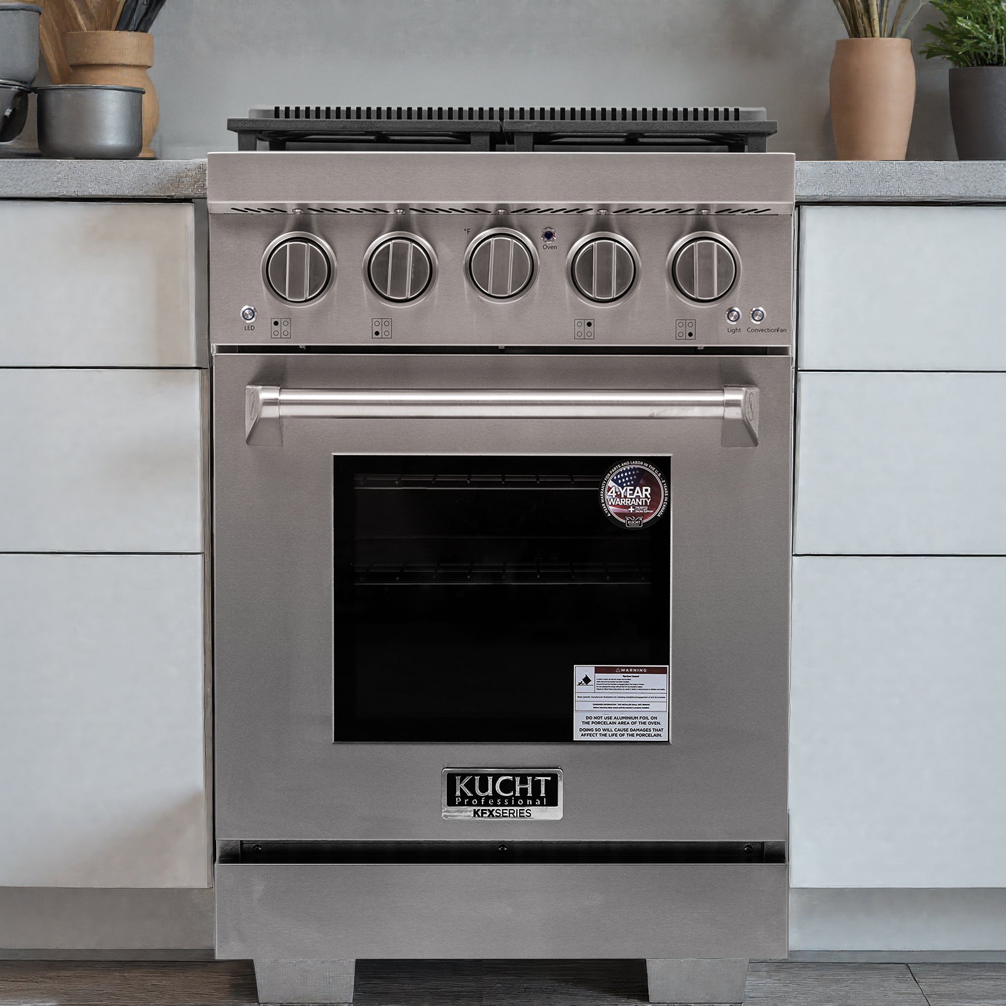 KUCHT Professional 24 in. 2.5 cu. ft. Propane Gas Range and Convection Oven in Stainless Steel with True Simmer Burners