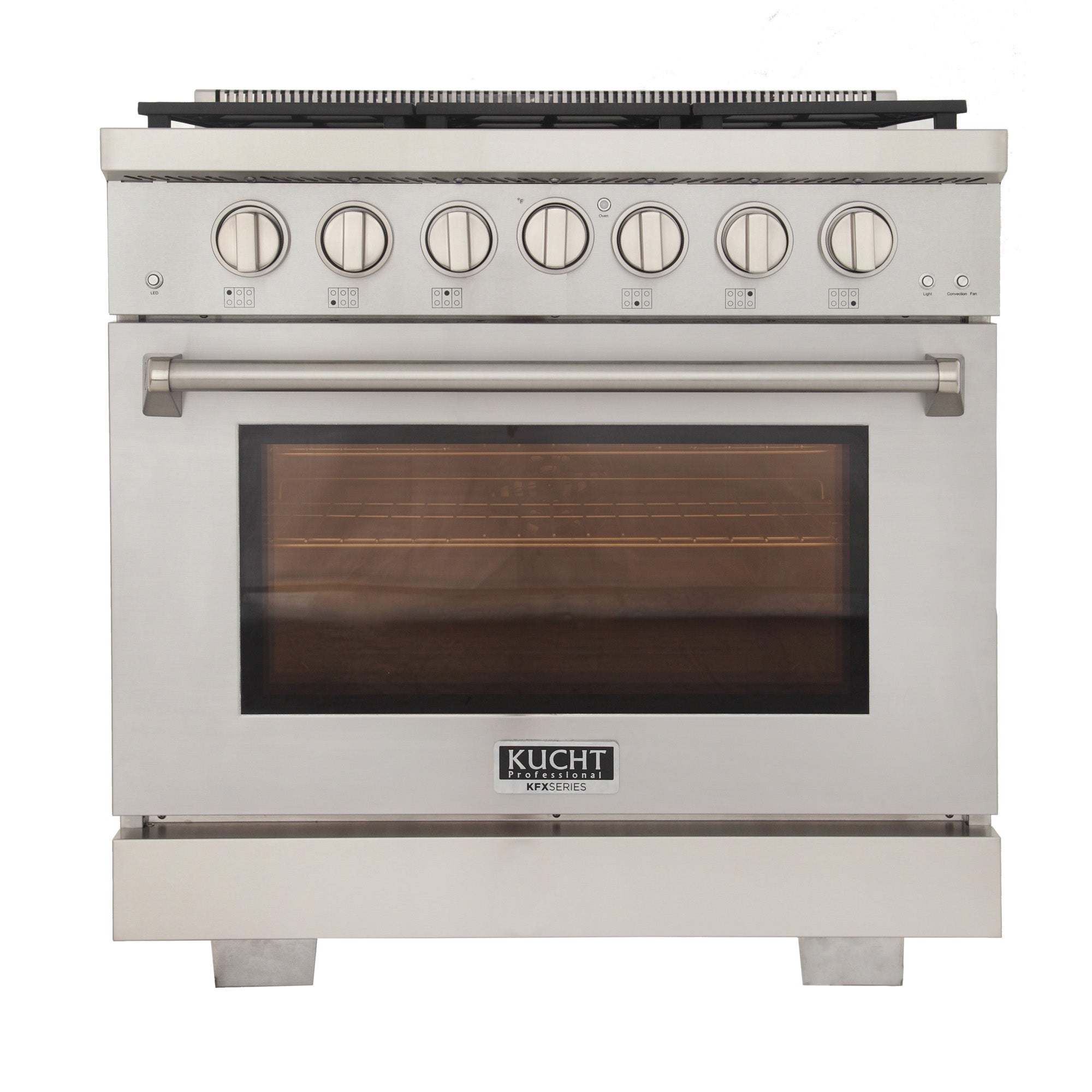 KUCHT Professional 36 in. 5.2 cu. ft. Propane Gas Range with Sealed Burners and Convection Oven in Stainless Steel With Knobs