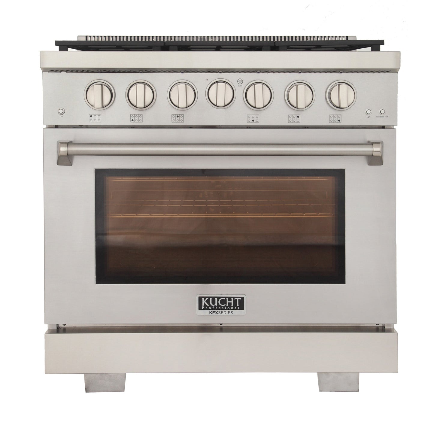 KUCHT Professional 36 in. 5.2 cu. ft. Natural Gas Range with Sealed Burners and Convection Oven in Stainless Steel With Knobs
