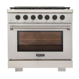 KUCHT Professional 36 in. 5.2 cu. ft. Propane Gas Range with Sealed Burners and Convection Oven in Stainless Steel With Knobs