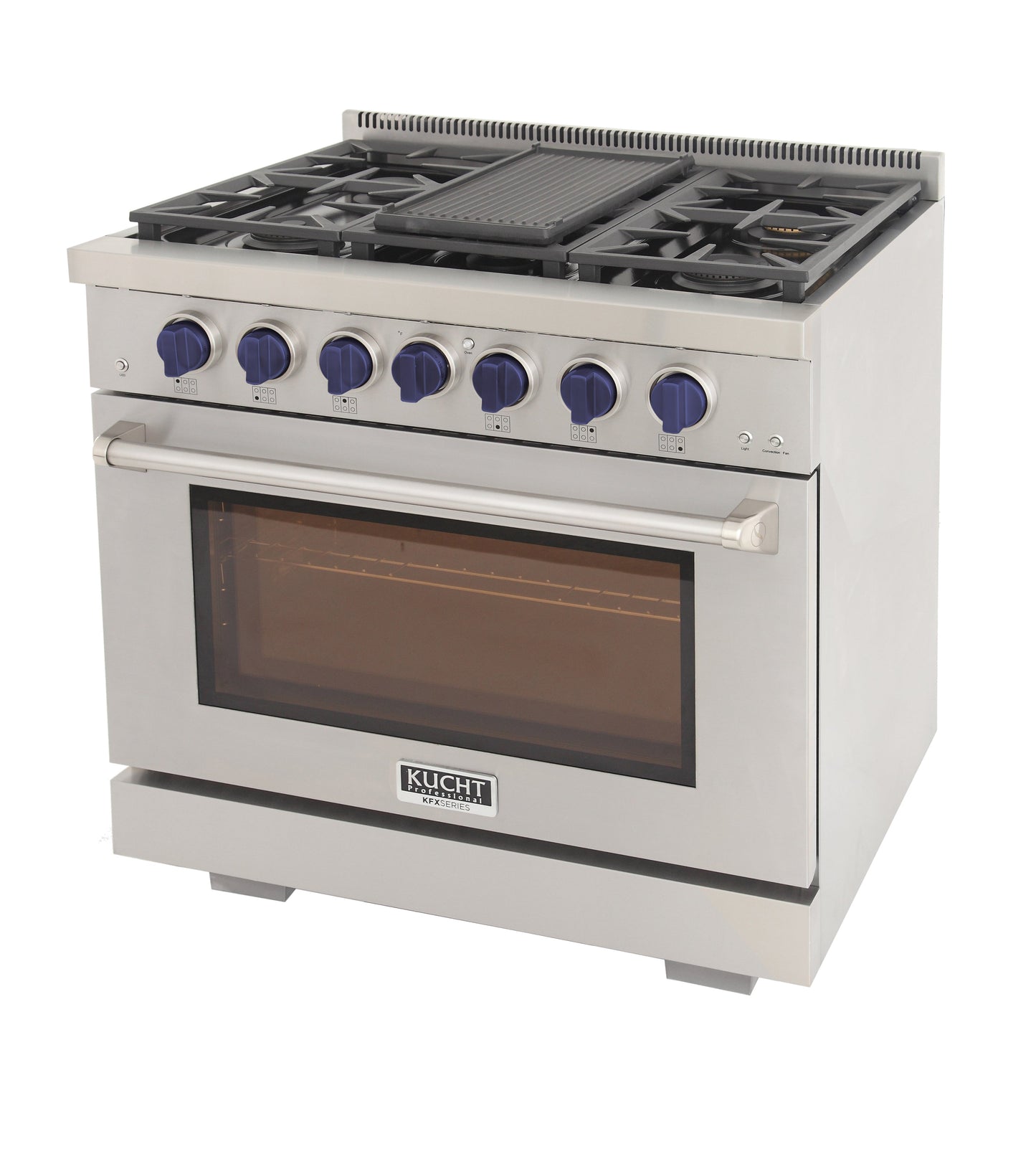 KUCHT Professional 36 in. 5.2 cu. ft. Propane Gas Range with Sealed Burners and Convection Oven in Stainless Steel With Knobs