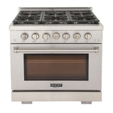 KUCHT Professional 36 in. 5.2 cu. ft. Propane Gas Range with Sealed Burners and Convection Oven in Stainless Steel With Knobs