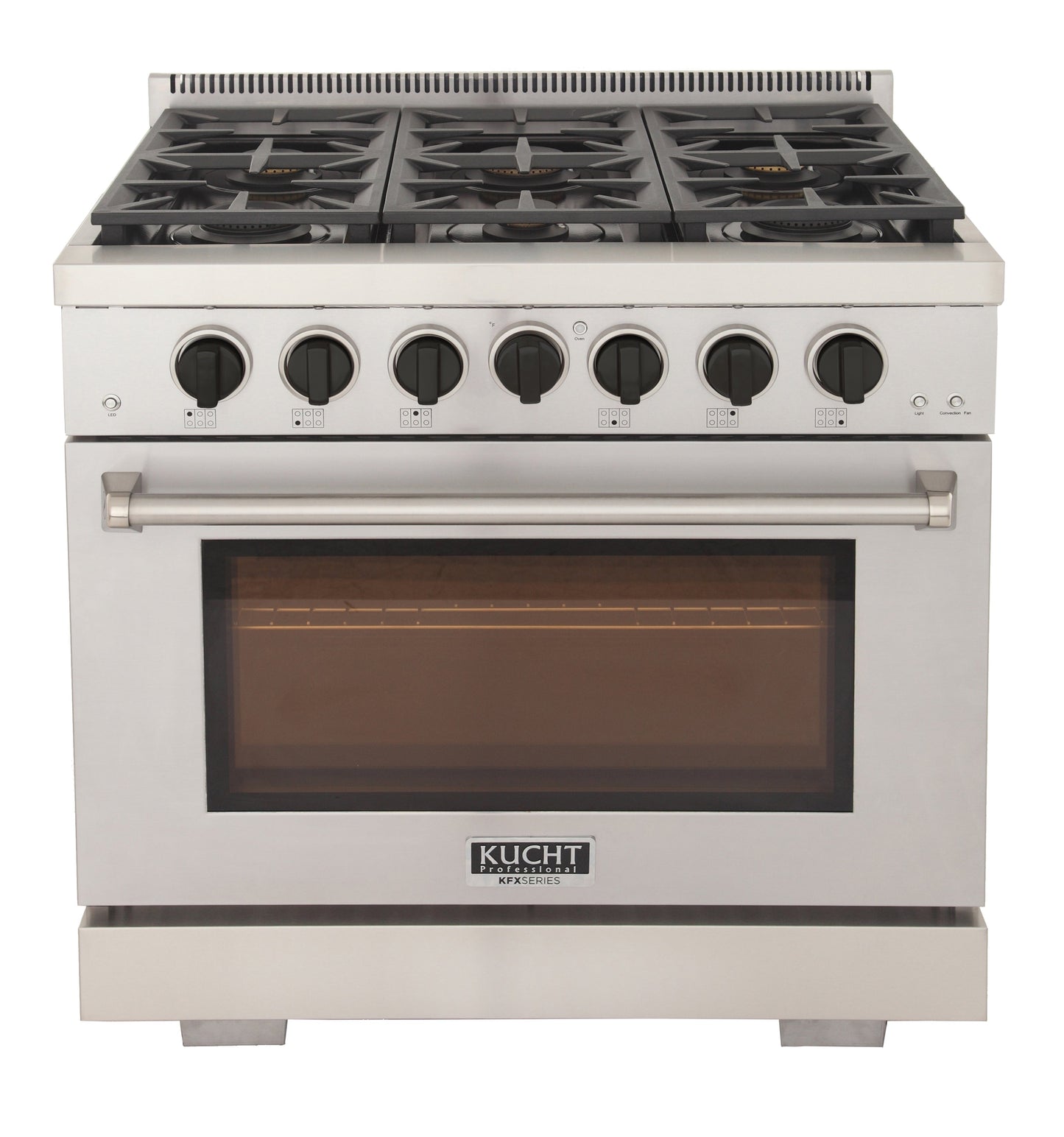 KUCHT Professional 36 in. 5.2 cu. ft. Natural Gas Range with Sealed Burners and Convection Oven in Stainless Steel With Knobs