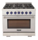 KUCHT Professional 36 in. 5.2 cu. ft. Natural Gas Range with Sealed Burners and Convection Oven in Stainless Steel With Knobs
