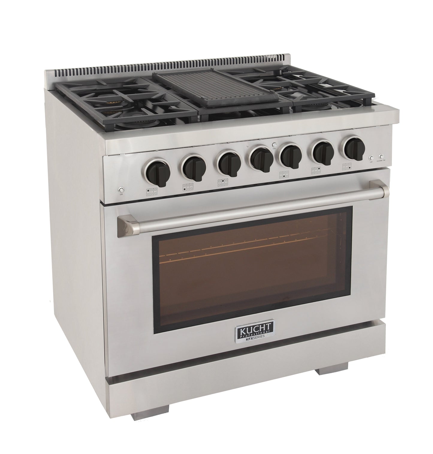 KUCHT Professional 36 in. 5.2 cu. ft. Natural Gas Range with Sealed Burners and Convection Oven in Stainless Steel With Knobs